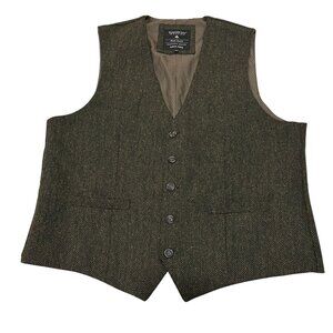 Emerald Isle Weaving Herringbone Vest, Green Black, 44R